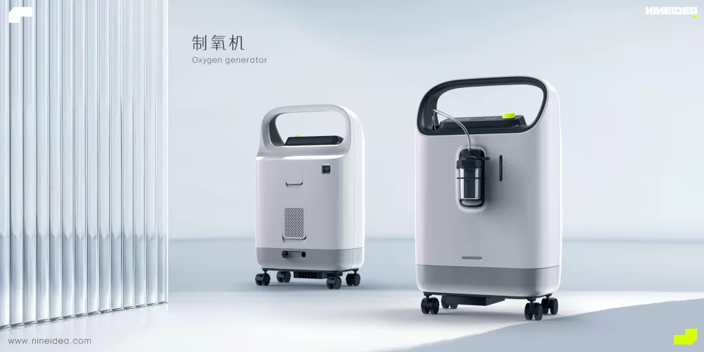 解读深圳九号创新设计工作室的设计理念 1 深圳九号创新设计工作室,一款时尚圆润的家用制氧机产品设计和外观设计