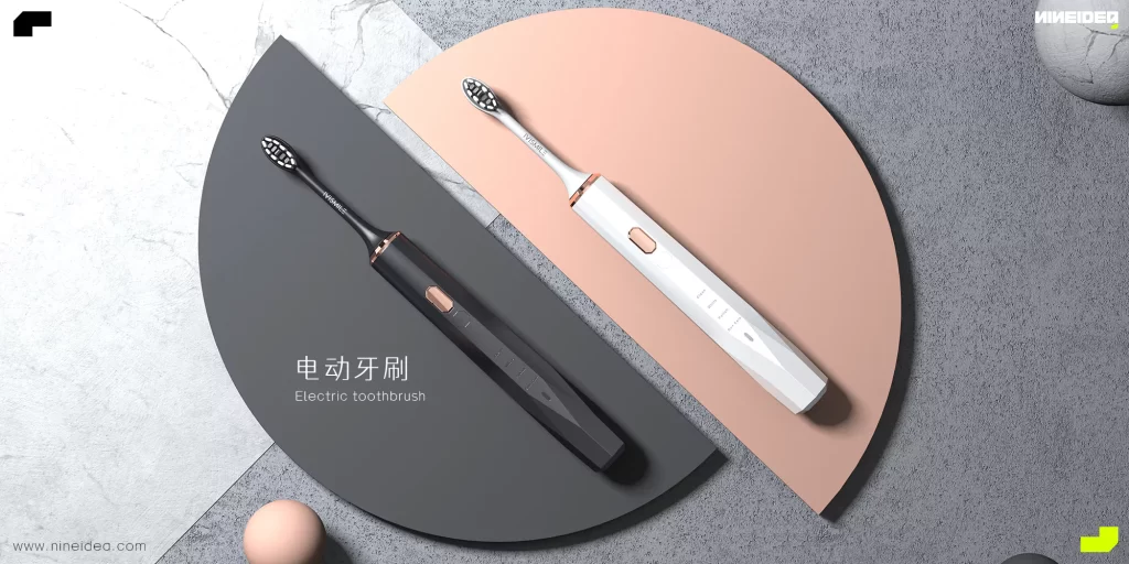 经典黑白色的电动牙刷产品设计和外观设计