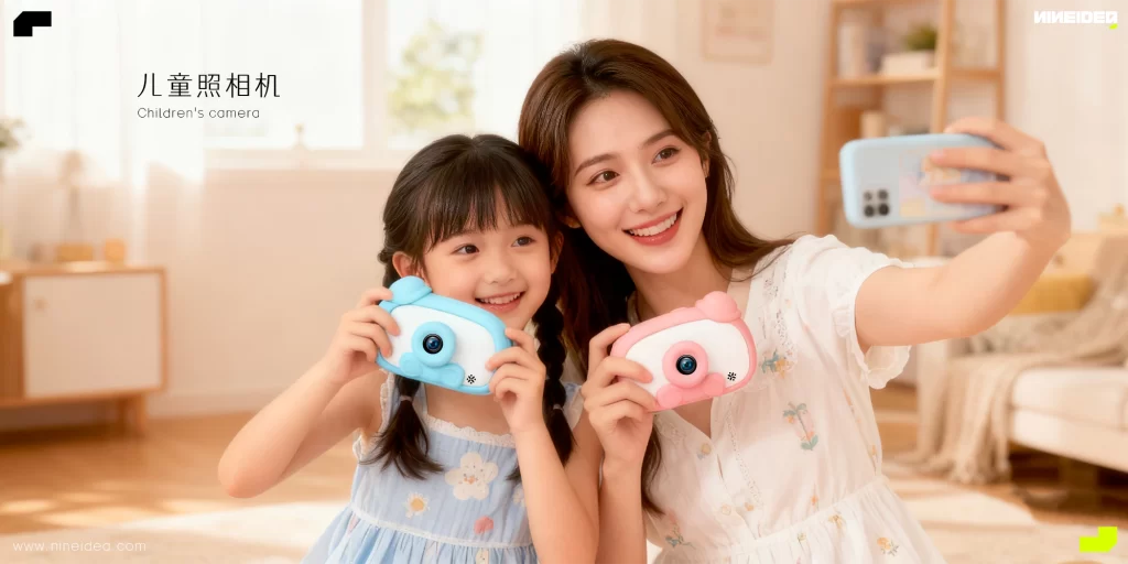 一款时尚可爱萌系风的儿童照片机工业设计