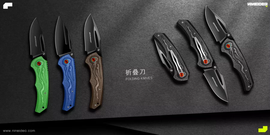 折叠刀:户外折刀的工业设计,以 “工具理性” 为原点。我们相信,极致可靠与高效适应,是它在野外生存的根基。设计将绝对的安全与信赖融入结构:从稳固的锁止到防滑的柄材,每一处都为了在恶劣环境下实现单手盲操作的精准控制。 深圳工业设计九号创新工作室案例-折叠刀设计