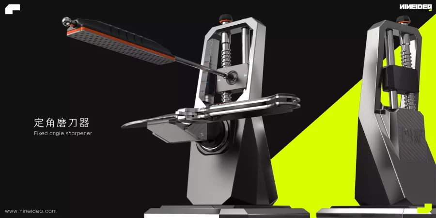 定角磨刀器:这款产品的首要设计目标是确保在磨刀过程中保持恒定的角度。这对于刀具的刃口质量至关重要,因为它确保刃口的一致性和锋利度。为了实现这一点,定角磨刀器需要具有可调整的角度设置和稳定的夹具,以确保刀具在磨削过程中不会移动或倾斜。 深圳工业设计九号创新工作室案例-定角磨刀器产品设计