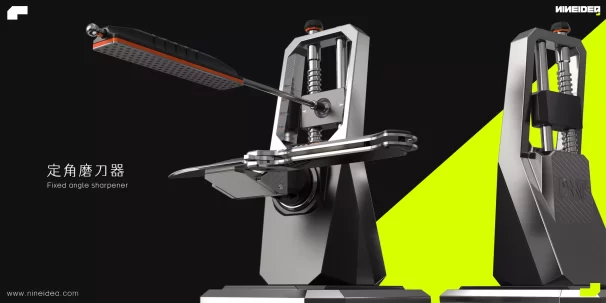 定角磨刀器:这款产品的首要设计目标是确保在磨刀过程中保持恒定的角度。这对于刀具的刃口质量至关重要,因为它确保刃口的一致性和锋利度。为了实现这一点,定角磨刀器需要具有可调整的角度设置和稳定的夹具,以确保刀具在磨削过程中不会移动或倾斜。 深圳工业设计九号创新工作室案例-定角磨刀器产品设计