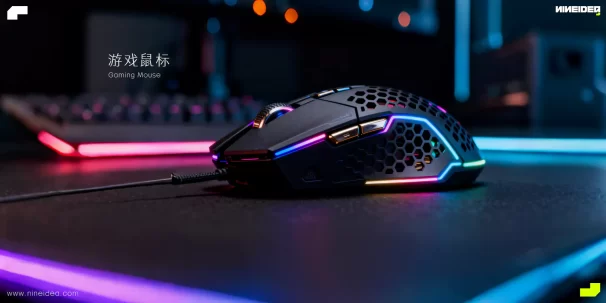 游戏鼠标:从零延迟的光学传感器到经受千万次点击考验的微动,乃至为持久战优化的轻量化结构与握持轮廓,所有一切都为了在高强度对抗中实现指腕合一的绝对控制。符合人体工学的表面处理和确保汗湿下的透气和稳定抓握,最终服务于玩家的直接操作本能。 深圳工业设计九号创新工作室案例-一款朋克赛博风的游戏外设鼠标工业设计