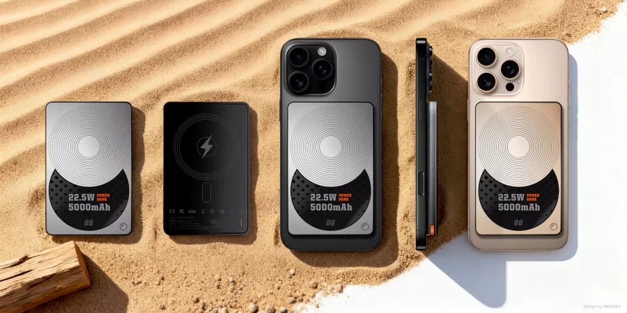 磁吸无线充:iPhone隐形能量引擎。采用航空铝一体框架与激光测绘的磁石阵列,吸附精准如原生。内置第三代GaN芯片与石墨烯散热层,支持25W智能低温超充。半透明视窗内嵌脉冲光环,实时可视化供电状态,将移动电源重构为手机的科技背甲。 磁吸无线充工业设计案例,深圳工业设计案例